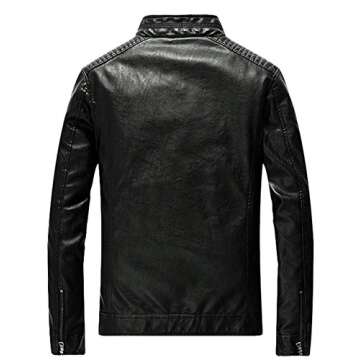 Youhan Men's Casual Zip Up Bomber Faux Leather Jacket