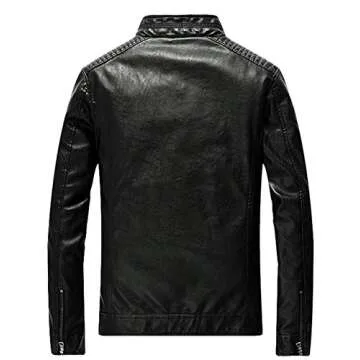 Youhan Men's Casual Zip Up Bomber Faux Leather Jacket