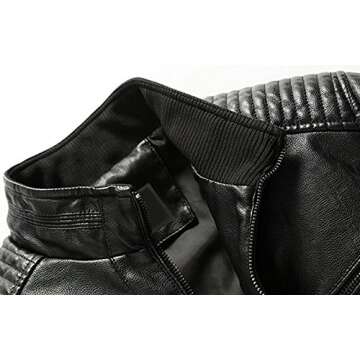 Youhan Men's Casual Zip Up Bomber Faux Leather Jacket