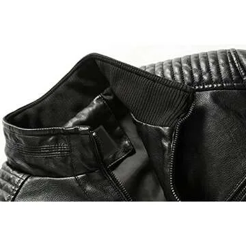 Youhan Men's Casual Zip Up Bomber Faux Leather Jacket