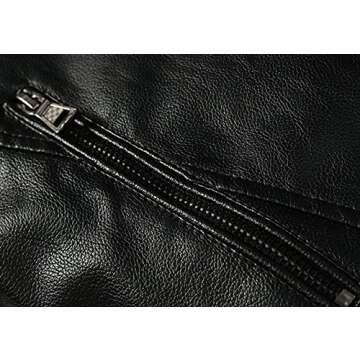 Youhan Men's Casual Zip Up Bomber Faux Leather Jacket