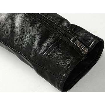 Youhan Men's Casual Zip Up Bomber Faux Leather Jacket