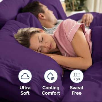 Extra Deep Queen Sheet Set - 6 Piece Breathable & Cooling Sheets - Hotel Luxury Bedding Set w/18-24 Inch Extra Deep Pockets - Easy & Secure Fit - Super Soft, Wrinkle Free & Comfy - Purple, Queen Size