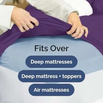 Extra Deep Queen Sheet Set - 6 Piece Breathable & Cooling Sheets - Hotel Luxury Bedding Set w/18-24 Inch Extra Deep Pockets - Easy & Secure Fit - Super Soft, Wrinkle Free & Comfy - Purple, Queen Size