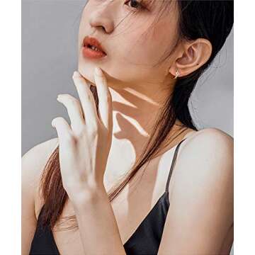 Blue Crystal Evil Eye Tiny Round Hoop Earrings Sterling Silver Small Huggie Hoops for Women (Gold)