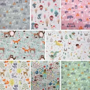 Hanjunzhao Cute Animal Print Quilting Fabric Bundle 18x22