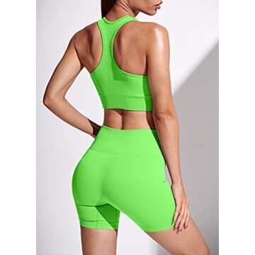 LNSK Women's 2 Piece Seamless Workout Set - Fluogreen