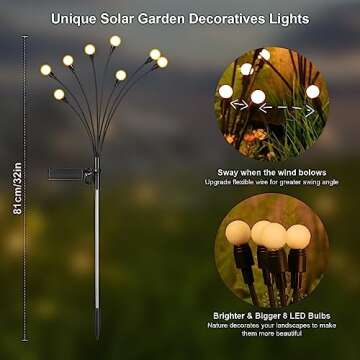 ASMAD Solar Garden Lights 2-Pack with Firefly Effect