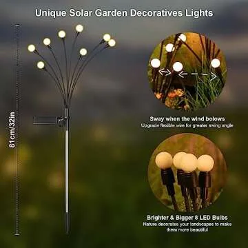 ASMAD Solar Garden Lights 2-Pack with Firefly Effect