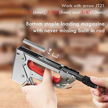 NEU MASTER Staple Gun, Light Duty Stapler Kit Come with 1600 pcs 5/16,3/8 inch JT21 Staple Strip, All Steel Tacker for General Repairs, Crafts, Upholstery, Decorating