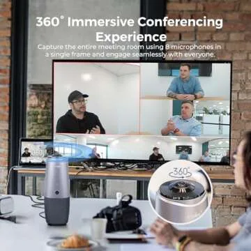 COOLPO Webcam, 360 Video Conference Camera, 4K All-in-one Conference Room Camera with Speaker, Micro...