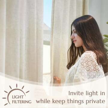 Jinchan Linen Beige Curtains for Modern Home Decor