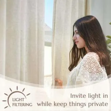 Jinchan Linen Beige Curtains for Modern Home Decor