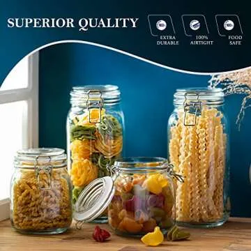 Stylish Airtight Glass Food Storage Jars Set - 4 Piece