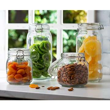 Stylish Airtight Glass Food Storage Jars Set - 4 Piece