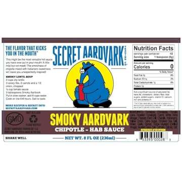 Secret Aardvark Smoky Chipotle Hot Sauce - Chipotle Peppers & Roasted Habaneros, Mild Hot Sauce, Non...