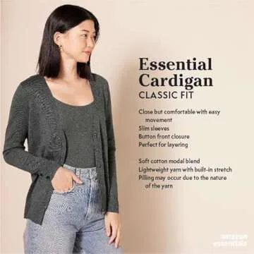 Amazon Essentials Women's Lightweight V-Neck Cardigan Sweater (Available in Plus Size), Sage Green H...