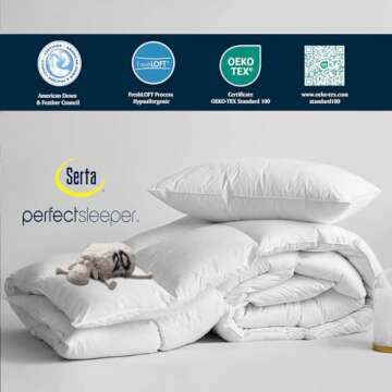 Serta Goose Feather Down Fiber Cotton Comforter King Size - 100% Cotton Duvet Insert - Hotel Luxury ...