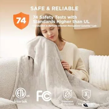 Bedsure Heated Blanket Electric Throw - Soft Flannel Electric Blanket, Heated Throw with 4 Time Settings & 6 Heat Settings, Warm Gift for Grandma (50x60 inches, Cream)