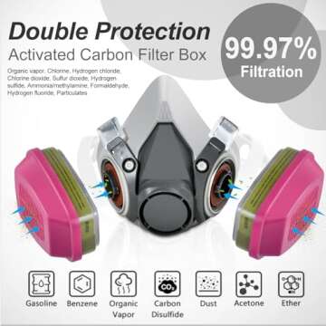 Reusable Half Face Respirator Mask with High Efficiency Filters for Safety and Comfort