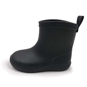 Amoji Boy's Rain Boots Toddler Rainboots For Kid's Rubber Shoes Girl's Waterproof Wellies Children Garden Boots Zapatos Lluvia Niño Size Black 5-5.5 Toddler