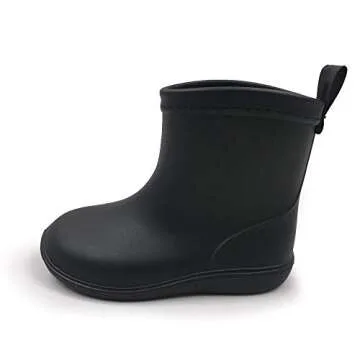 Amoji Boy's Rain Boots Toddler Rainboots For Kid's Rubber Shoes Girl's Waterproof Wellies Children Garden Boots Zapatos Lluvia Niño Size Black 5-5.5 Toddler