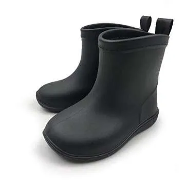 Amoji Boy's Rain Boots Toddler Rainboots For Kid's Rubber Shoes Girl's Waterproof Wellies Children Garden Boots Zapatos Lluvia Niño Size Black 5-5.5 Toddler
