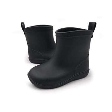 Amoji Boy's Rain Boots Toddler Rainboots For Kid's Rubber Shoes Girl's Waterproof Wellies Children Garden Boots Zapatos Lluvia Niño Size Black 5-5.5 Toddler