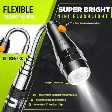 Telescoping Magnetic Pickup Tool Set with Flashlight