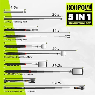 Telescoping Magnetic Pickup Tool Set with Flashlight