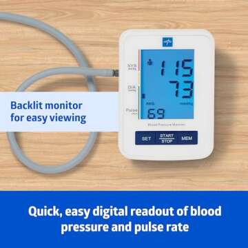Medline Automatic Digital Blood Pressure Monitor for Easy Home Use, Large Display