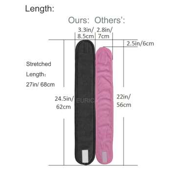 EUICAE Hair Wrap Headband, 6 Pack Non-slip Stretchable Washable Makeup Headband for Face Wash Facial Treatment Sport Fits All, White (Black)