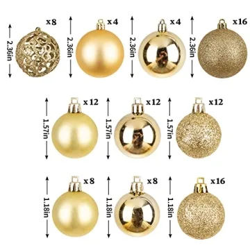 NJN 100pcs Shatterproof Christmas Ball Ornaments Set