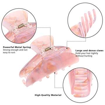 4Pcs Large Acrylic Hair Claw Clips - Strong Hold Thick Hair Banana Barrettes for Women Girls (Hair Clips, Banana(gray/champagne/green/pink))