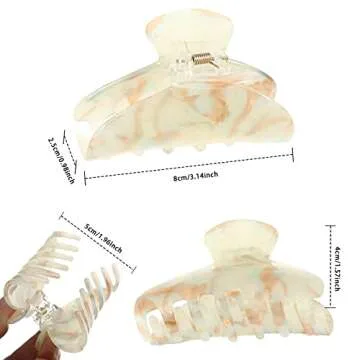 4Pcs Large Acrylic Hair Claw Clips - Strong Hold Thick Hair Banana Barrettes for Women Girls (Hair Clips, Banana(gray/champagne/green/pink))