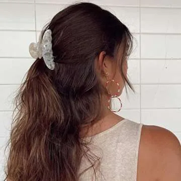 4Pcs Large Acrylic Hair Claw Clips - Strong Hold Thick Hair Banana Barrettes for Women Girls (Hair Clips, Banana(gray/champagne/green/pink))