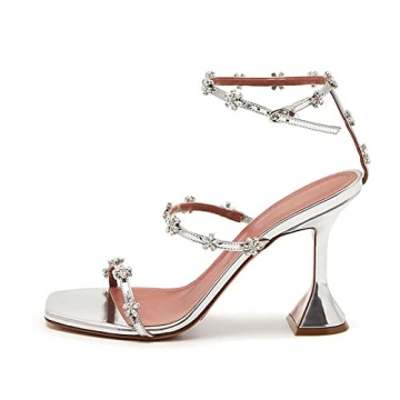 Elegant Arqa Crystal Embellished Heeled Sandals for Chic Summer Style