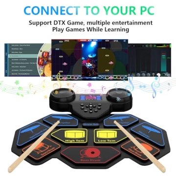 YUOIOYU Roll Up Electronic Drum Kit - Portable MIDI Practice Set with Speakers