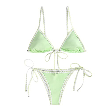 Stylish ZAFUL Triangle Bikini Set in Mint Green