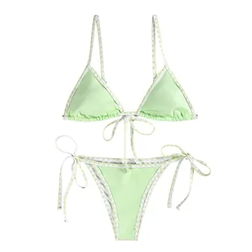 Stylish ZAFUL Triangle Bikini Set in Mint Green