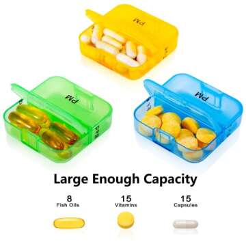 Daviky Weekly Pill Organizer 2 Times a Day, Medicine Am Pm Pill Organizer 7 Day, Large Travel Vitamin Pill Box Twice a Day, Daily Supplement Organizer Pill Container Dispenser Big Medication Case