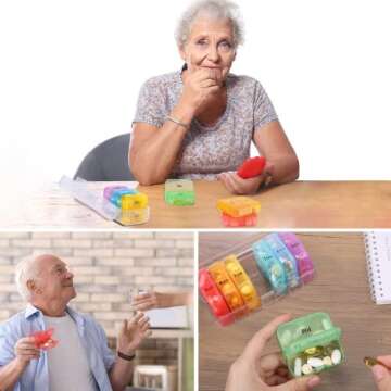 Daviky Weekly Pill Organizer 2 Times a Day, Medicine Am Pm Pill Organizer 7 Day, Large Travel Vitamin Pill Box Twice a Day, Daily Supplement Organizer Pill Container Dispenser Big Medication Case