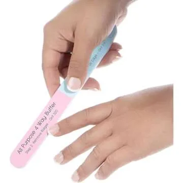 Iridesi 4 Way Finger Nail File and Buffer, Emery Boards for Natural Nails, 4 Fingernail Files in 1, Professional Filer Board and Shiners, 7 Inches Long, Salon Supplies Buffers Shine Kit, 12 Pack