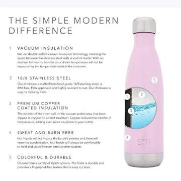 Simple Modern Stainless Steel Vacuum Insulated Double-Walled Wave Bottle, 25oz - Blush (Wave Water Bottle)