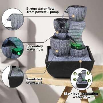 Calm your Space with a Desk Fountain - Indoor 4-Tier Waterfall Fountain