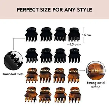 Kitsch Small Hair Clips - Eco-Conscious Mini Claw Clips, 16 pcs