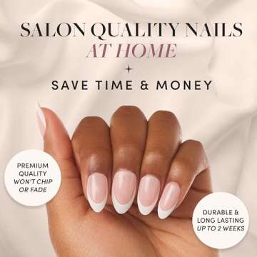 Glamnetic Press-On Nails & Brush-On Nail Glue | Ma Damn White French Tips - Short Almond Shape