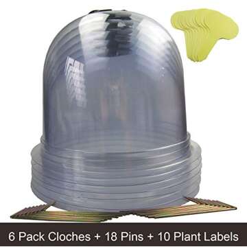 SYITCUN Plant Covers Winter 6 Pack Dome Plant Cloth Covers Freeze Protection Reusable Greenhouse Plastic for Outdoor Plants from Animals(8" Diam. X 7" Height)