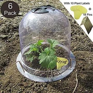 SYITCUN Plant Covers Winter 6 Pack Dome Plant Cloth Covers Freeze Protection Reusable Greenhouse Plastic for Outdoor Plants from Animals(8" Diam. X 7" Height)