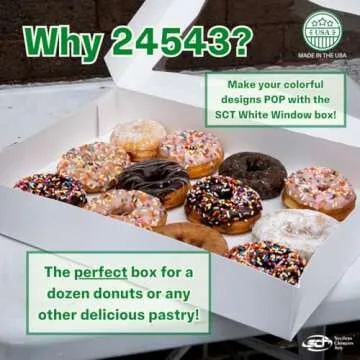 Southern Champion Tray 24543 White Paperboard Window Bakery Box, 16" Length x 12" Width x 2-1/4" Height (Case of 100)